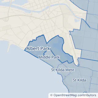 Map showing Albert Park within the Laundry Plus service area