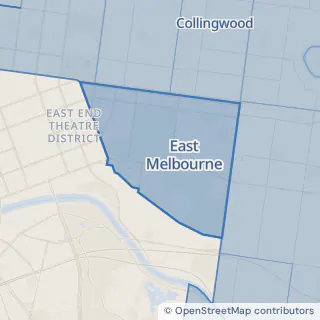 Map showing East Melbourne within the Laundry Plus service area