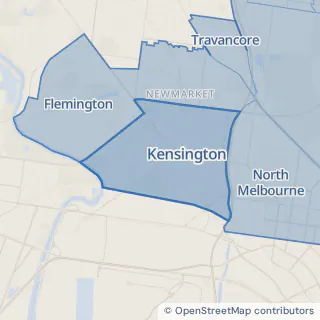 Map showing Kensington within the Laundry Plus service area
