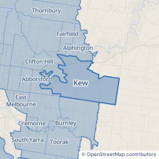 Map showing Kew within the Laundry Plus service area