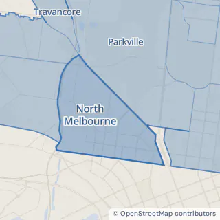 Map showing North Melbourne within the Laundry Plus service area