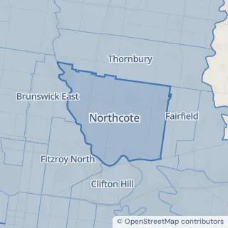 Map showing Northcote within the Laundry Plus service area