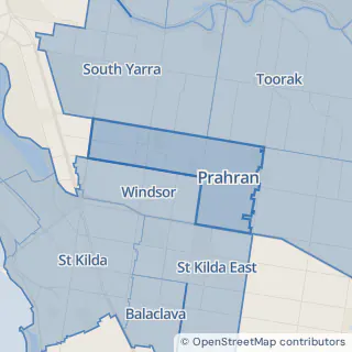 Map showing Prahran within the Laundry Plus service area