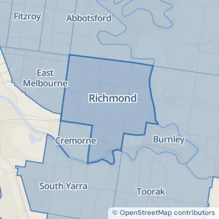 Map showing Richmond within the Laundry Plus service area