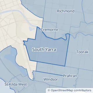Map showing South Yarra within the Laundry Plus service area