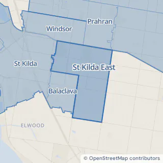 Map showing St Kilda East within the Laundry Plus service area