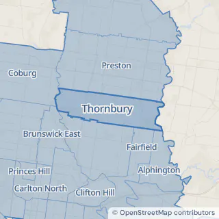 Map showing Thornbury within the Laundry Plus service area