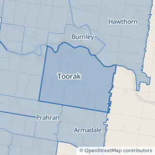 Map showing Toorak within the Laundry Plus service area