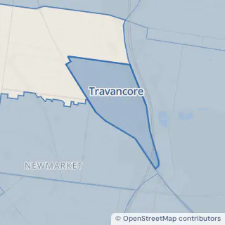 Map showing Travancore within the Laundry Plus service area
